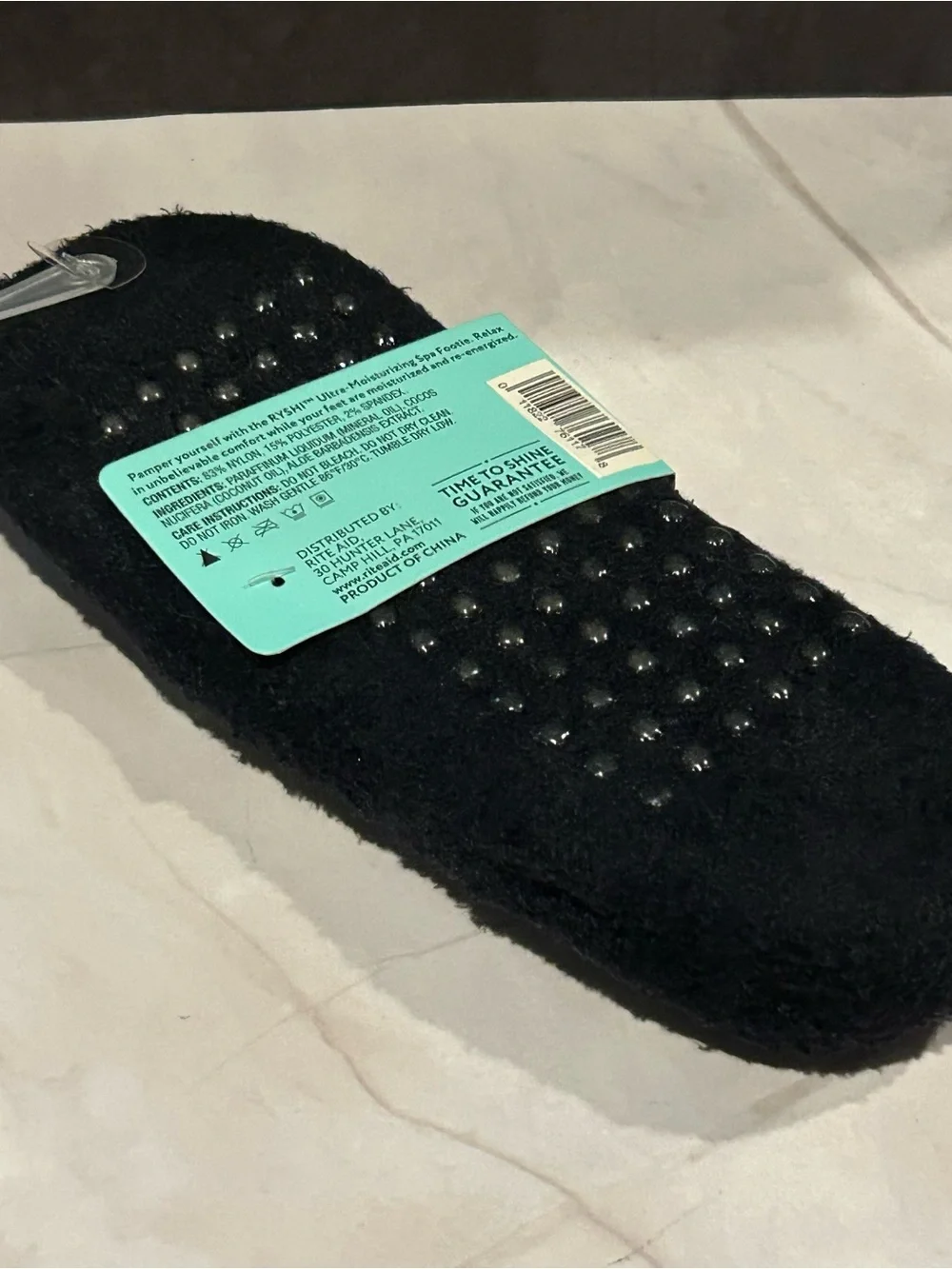 RYSHI Spa Footie Ultra-Moisturizing Black Slipper Socks